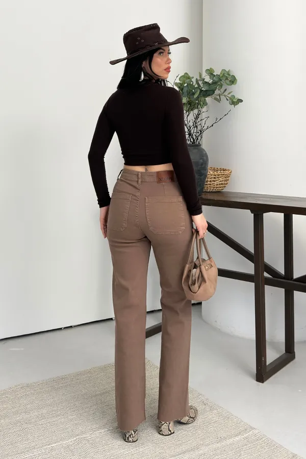 Dekoratif Cep Detaylı Palazzo Kot Pantolon  1710-72-(27-32)