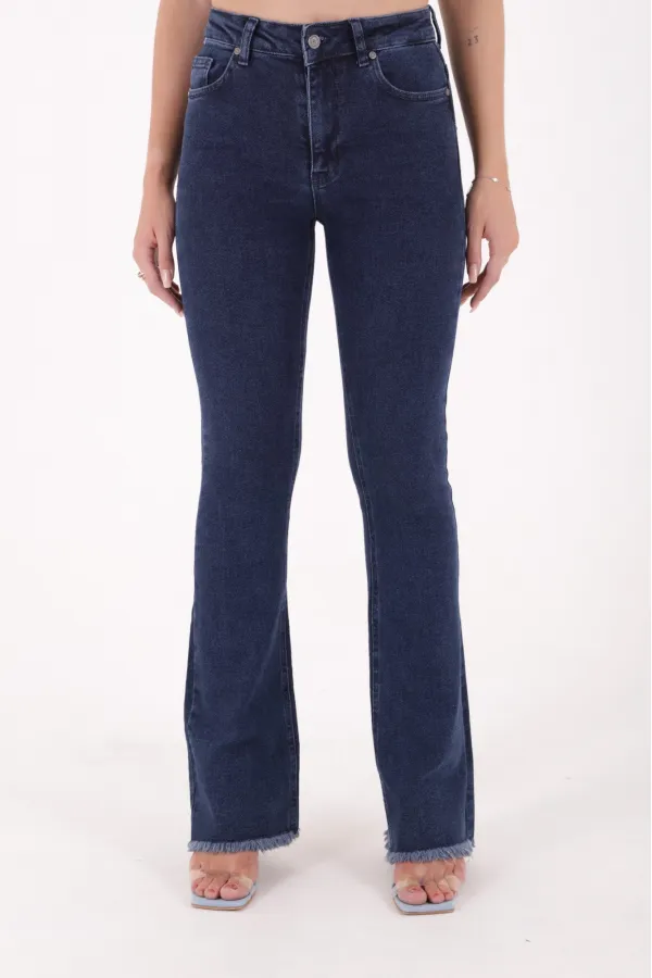Püsküllü Paçalı Flare Kot Pantolon  1848-26-(S-L-6)