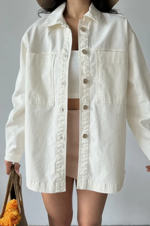Denim Shirt with Pockets 6097-51-(S+L+3) Off White
