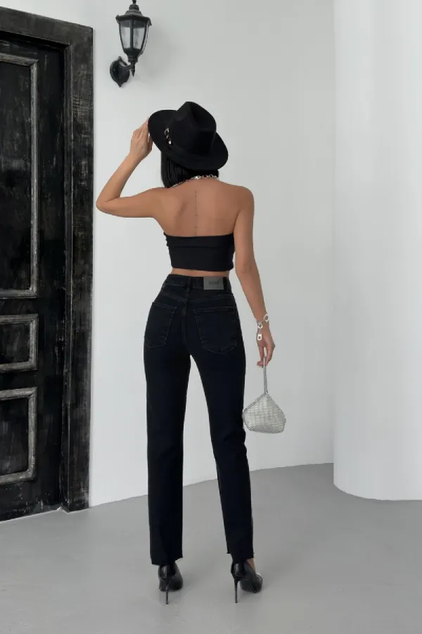 Stone Embellished Mom Fit Jeans 7092-23-(26-31)