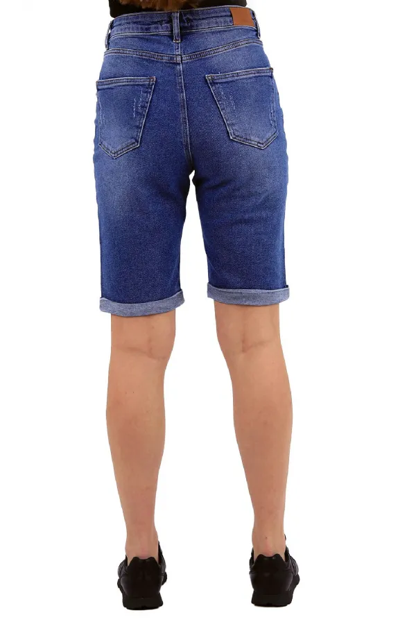 Denim Short with Double Folded Bottom Ending 296-42-(S-XL-6) Ice Blue - Tinted Denim Short with Double Folded Bottom Ending 296-42-(S-XL-6) Ice Blue - Tinted