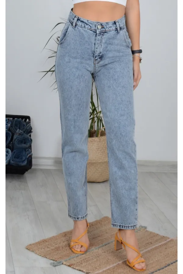 Yüksek Bellı Mom Kot Pantolon  800-08-(27-32)