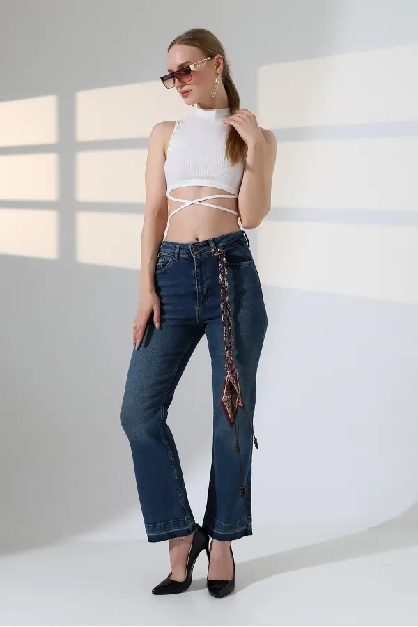 Flare Jeans 7104-01-(26-31) Dark Blue Denim