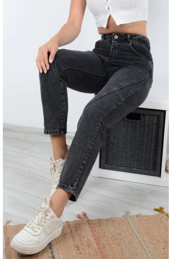 Parçalı Mom Pantolon 778-33-(26-30) Parçalı Mom Pantolon 778-33-(26-30)