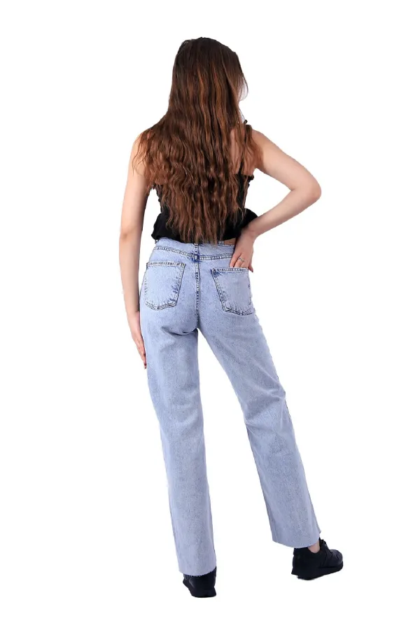 Dikişsiz Paça Beş Düğmali Relax Kot Pantolon 917-08-(27-32) Dikişsiz Paça Beş Düğmali Relax Kot Pantolon 917-08-(27-32)