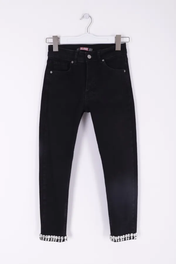 Paçası Taşlı Skinny Kot Pantolon 7037-23-(28-33) Paçası Taşlı Skinny Kot Pantolon 7037-23-(28-33)