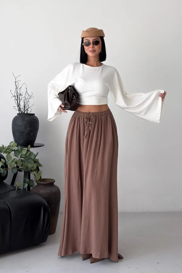 Elasticated Long Skirt HS131-72-(S-L-3) Soil