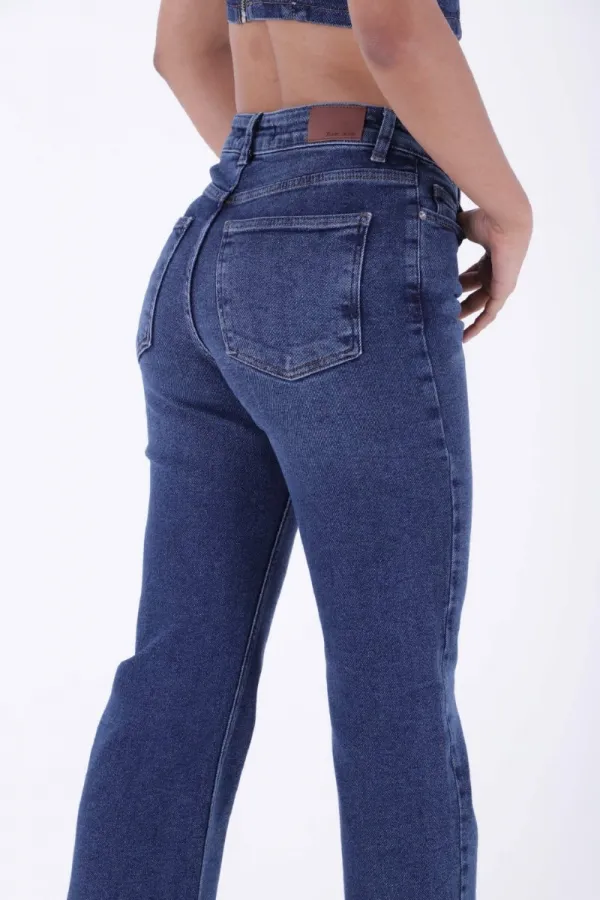 Stitched Hems Wide Leg Relaxed Jean 7026-01-(30-36) Dark Blue Denim Stitched Hems Wide Leg Relaxed Jean 7026-01-(30-36) Dark Blue Denim