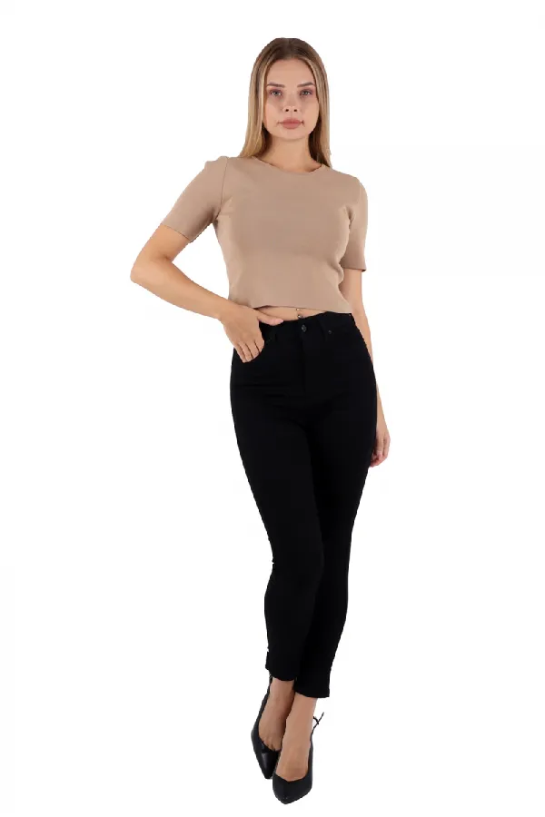 Skinny Jean with Bottom Side Zipper 1745-07-(26-31) Black Skinny Jean with Bottom Side Zipper 1745-07-(26-31) Black