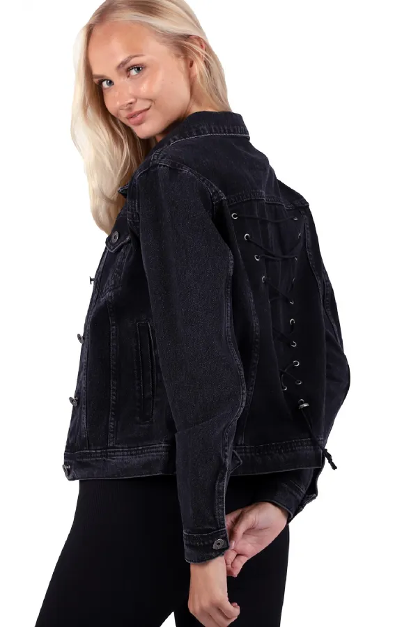 Classic Short Denim Jacket with Collar 640-03-(S-XL-6) Anthracite Denim Classic Short Denim Jacket with Collar 640-03-(S-XL-6) Anthracite Denim