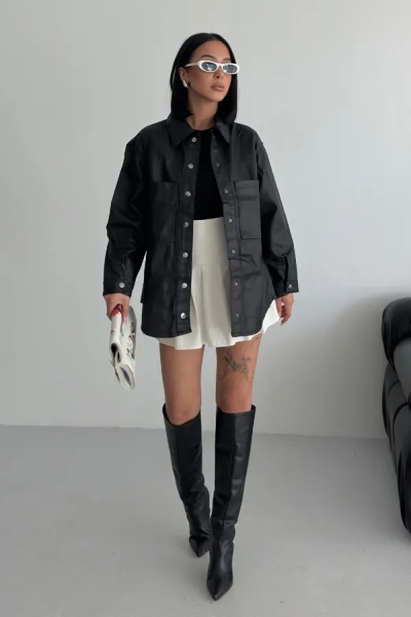 Cepli Oversize Kot Gömlek 6055-46-(S-M-4)