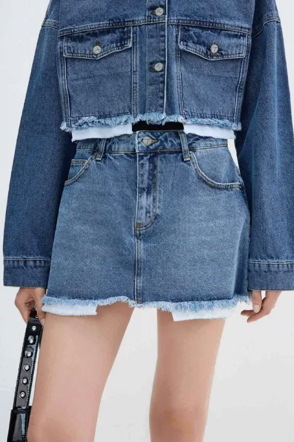 Denim Jacket with Lining Detail 6016-06-(XS-L-6) Denim Jacket with Lining Detail 6016-06-(XS-L-6)