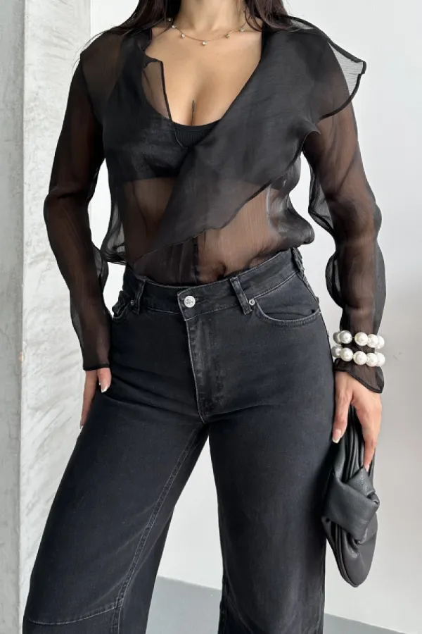 Baggy Jeans with Dart Detail on Legs 7088-23-(28-33) Regular Anthracite