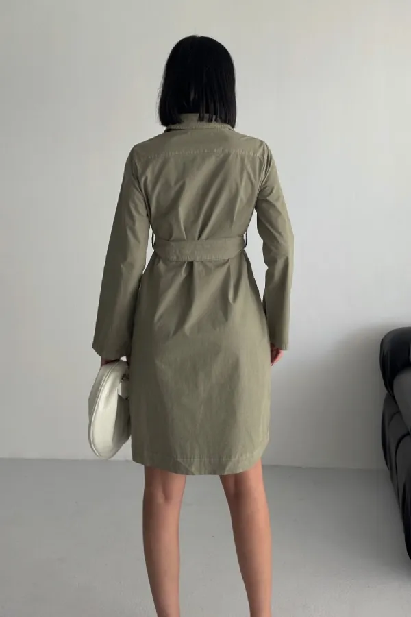 Düğmeli Uzun Gömlek Elbise 6102-74-(S-XL) Düğmeli Uzun Gömlek Elbise 6102-74-(S-XL)