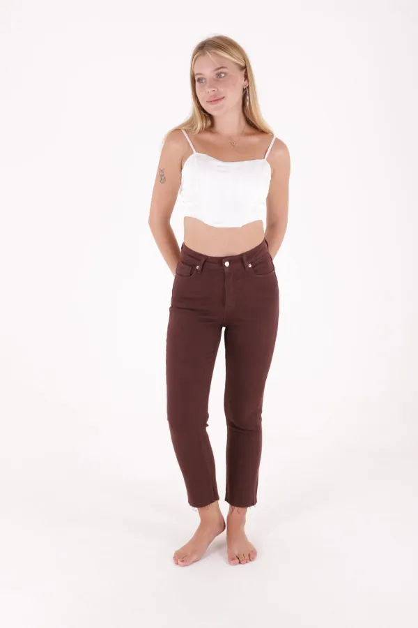 Dikişsiz Paça Mom Fit Kot Pantolon  764-78-(27-32)