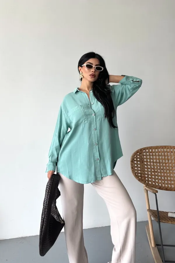 Cepli Oversize Keten Gömlek HS609-86-(S-XL) Cepli Oversize Keten Gömlek HS609-86-(S-XL)