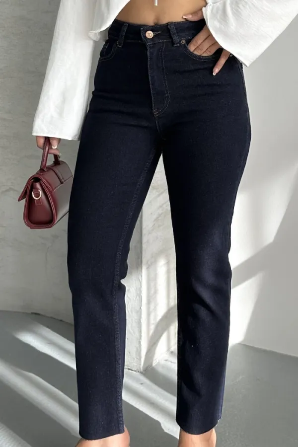 Dikişsiz Paça Mom Fit Kot Pantolon  764-17-(27-32)