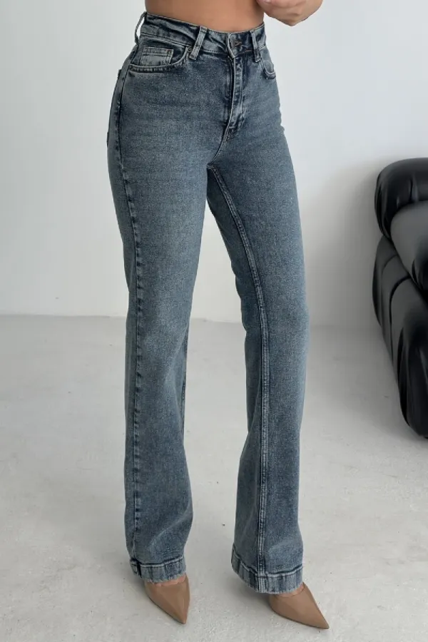 Dikişli Paça Bol Paça Relax Kot Pantolon  7026-28-(27-32)