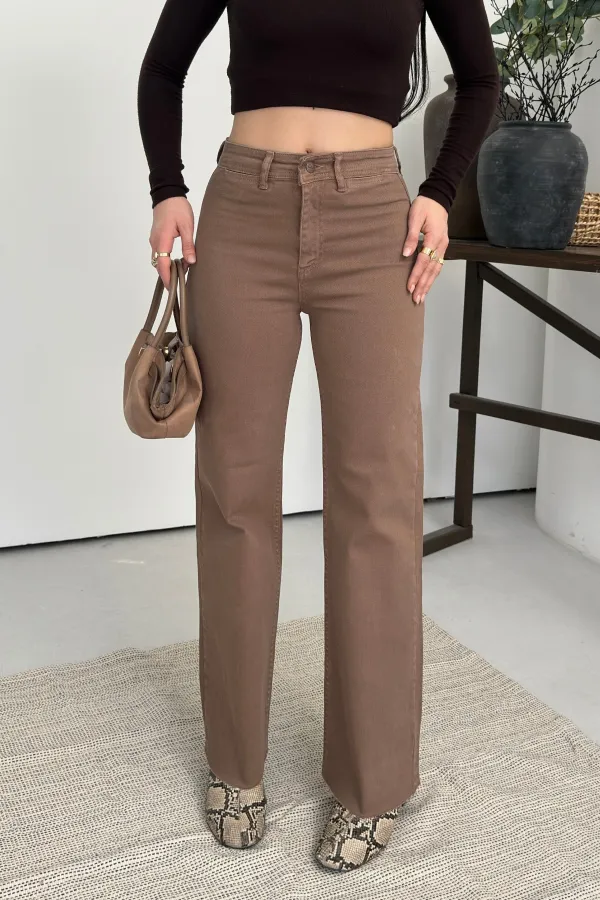 Dekoratif Cep Detaylı Palazzo Kot Pantolon  1710-72-(27-32)