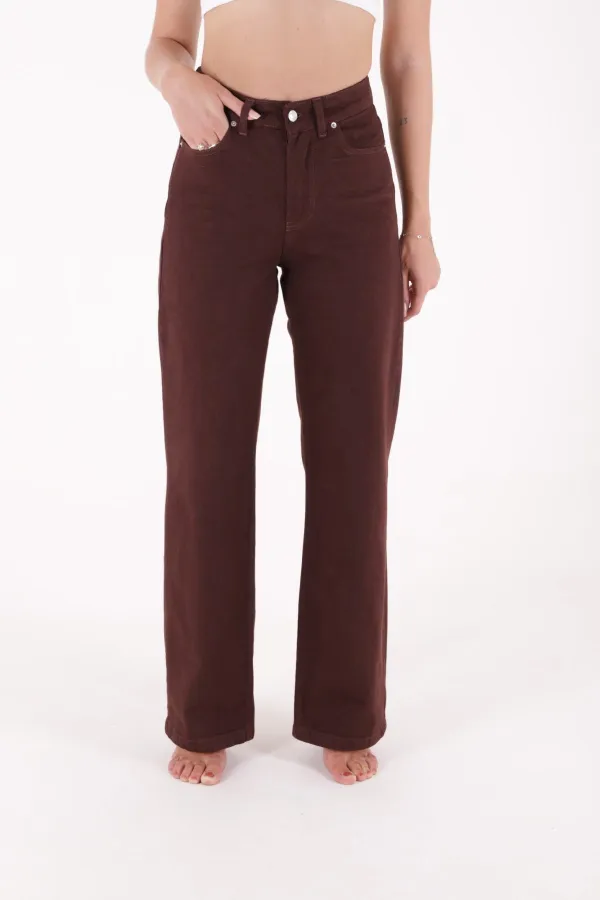 Wide Leg High Waisted Relaxed Jean  718-78-(27-32) Brown