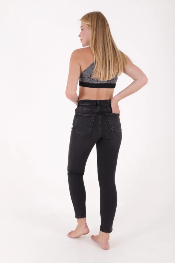High Waisted Comfort Slim Ankle Length Jean  896-03-(32-36) Anthracite Denim