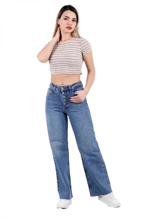 Dikişsiz Paça Beş Düğmali Relax Kot Pantolon 917-06-(27-32) Dikişsiz Paça Beş Düğmali Relax Kot Pantolon 917-06-(27-32)