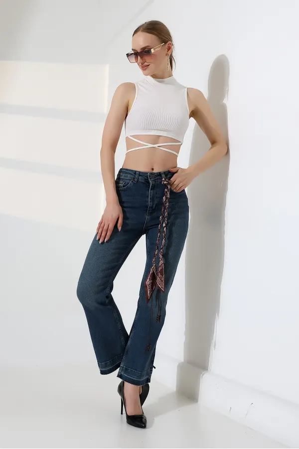 Flare Jeans 7104-01-(28-33) Dark Blue Denim