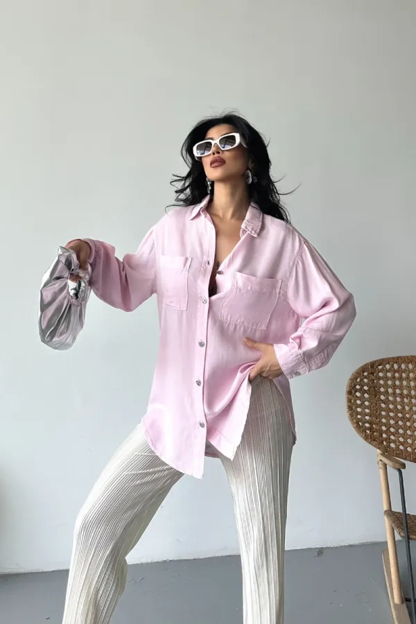 Cepli Oversize Keten Gömlek HS609-84-(S-XL) Cepli Oversize Keten Gömlek HS609-84-(S-XL)