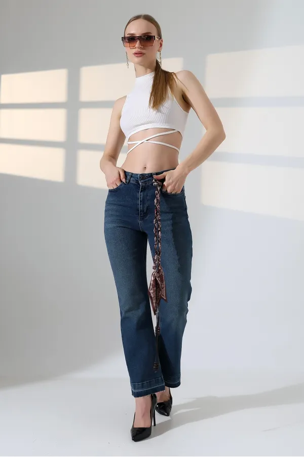 Flare Jeans 7104-01-(28-33) Dark Blue Denim