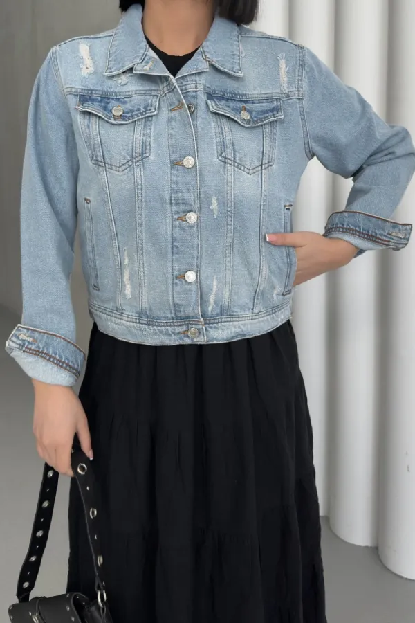 Veste en jean courte 641-18-(S-XL-6)