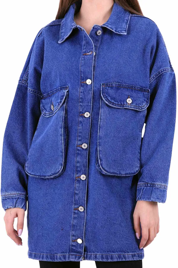 Uzun Torba Cepli Kot Ceket 688-01-(S-XL-6) Uzun Torba Cepli Kot Ceket 688-01-(S-XL-6)