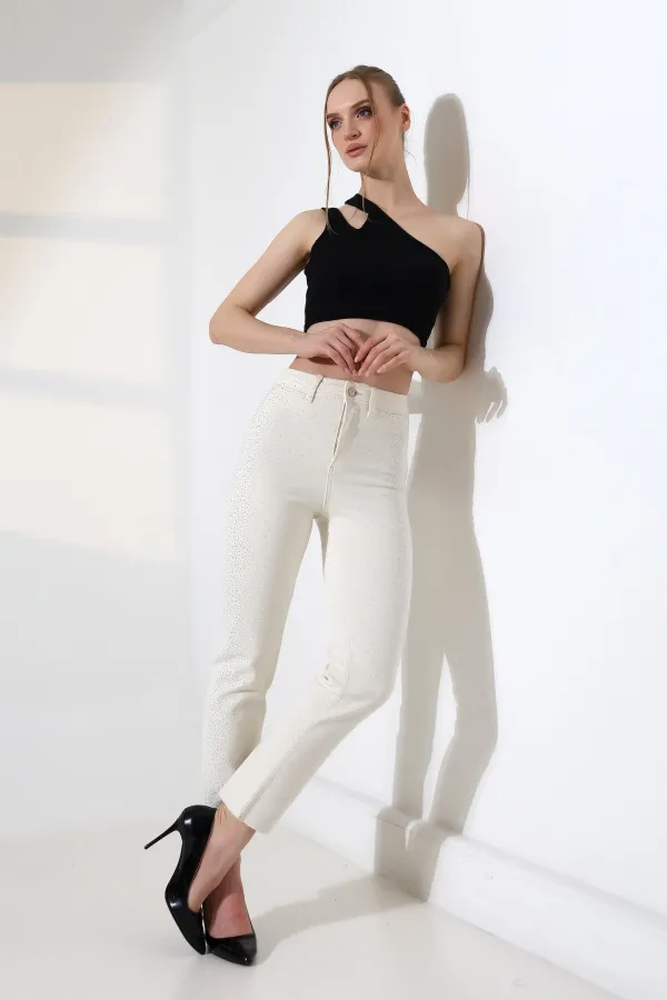 Serpme Taşlı  Relax Kot Pantolon  7193-80-(26-31)