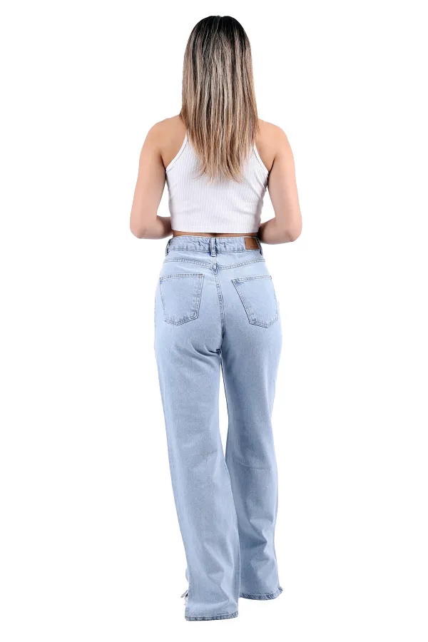 Paçası Yırtmaçlı Boru Paça Kot Pantolon  1931-42-(28-33)
