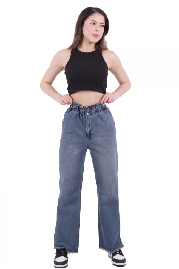 Beli Lastikli Bol Paça Relax Kot Pantolon  789-62-(26-31)