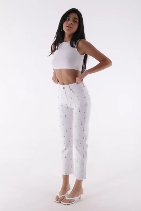 Tek Taraflı Droplı Kot Pantolon 7038-50-(26-31)