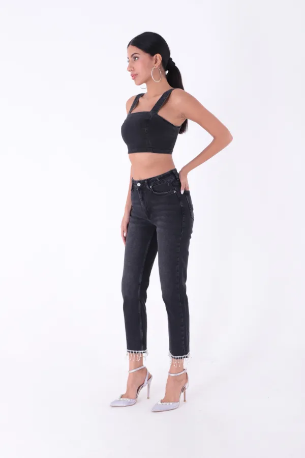 Paçasılı Dikişsiz Paça Mom Kot Pantolon 1890-03-(28-33) Paçasılı Dikişsiz Paça Mom Kot Pantolon 1890-03-(28-33)
