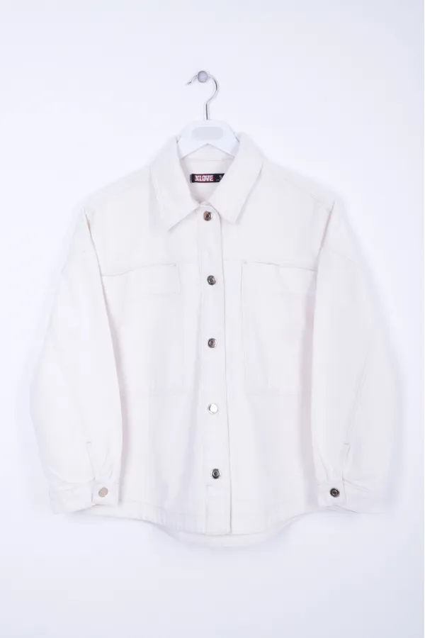 Çıtçıtlı Oversize Kot Ceket  6028-80-(S+XL+4)