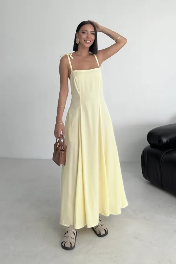 Bağcık Detaylı Volanlı Elbise 3052-93-(S-XL) Bağcık Detaylı Volanlı Elbise 3052-93-(S-XL)
