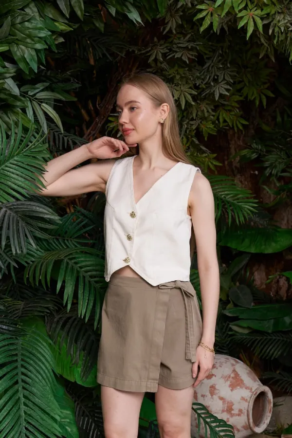 Linen Vest with Buttons HS603-51-(S-XL) Cream White Linen Vest with Buttons HS603-51-(S-XL) Cream White