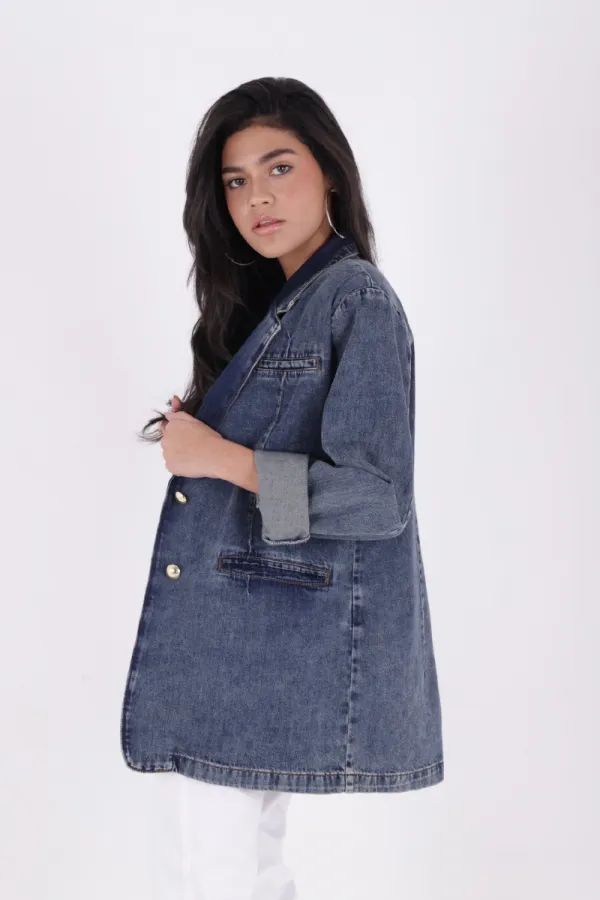 Buttoned Classic Blazer Jacket 6066-28-(S+L+4) Buttoned Classic Blazer Jacket 6066-28-(S+L+4)