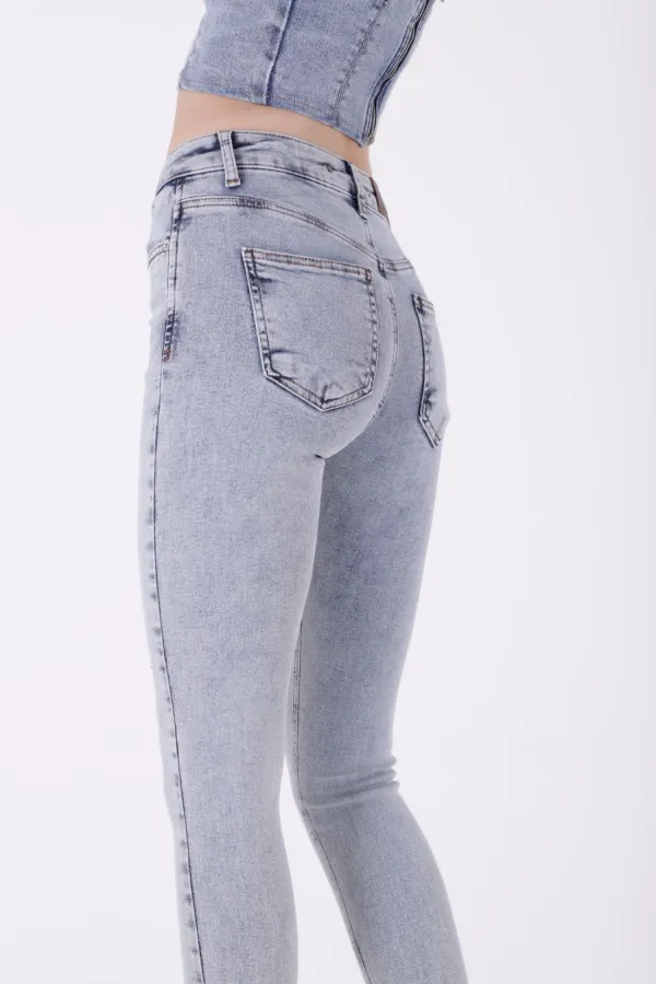 Paçası Taşlı Skinny Kot Pantolon 7037-08-(28-33) Paçası Taşlı Skinny Kot Pantolon 7037-08-(28-33)