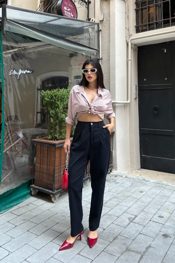 Beli Lastikli Havuç Pantolon 7083-73-(S-XL-6-2) Beli Lastikli Havuç Pantolon 7083-73-(S-XL-6-2)