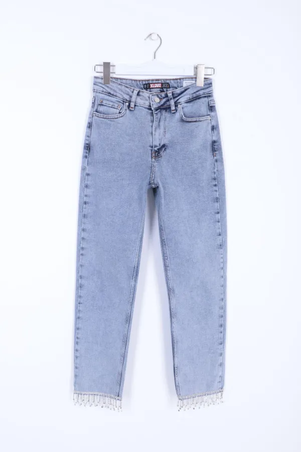 Paçası Taşlı Mom Kot Pantolon 1890-08-(26-31)