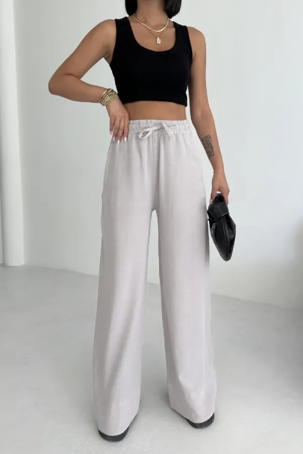 Elastic Waist Linen Pants HS700-94-(S-XL) Light Grey Elastic Waist Linen Pants HS700-94-(S-XL) Light Grey