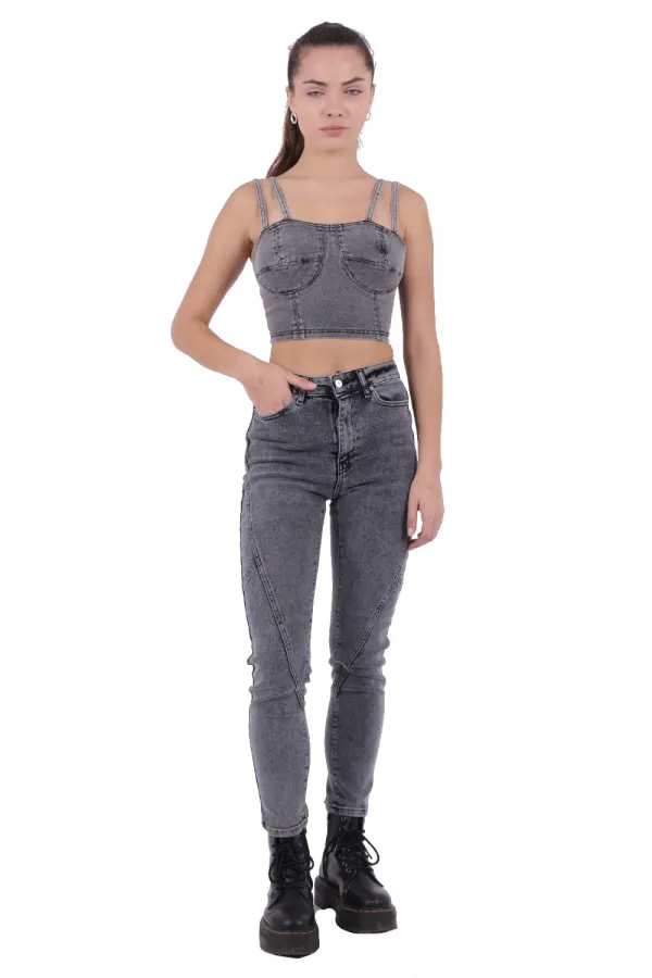 Parçalı Mom Pantolon 778-40-(26-31)