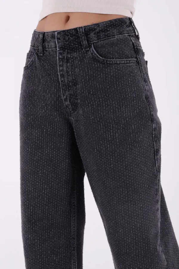 İğne Kırığı Desenli Relax Kot Pantolon 7049-23-(28-33) İğne Kırığı Desenli Relax Kot Pantolon 7049-23-(28-33)