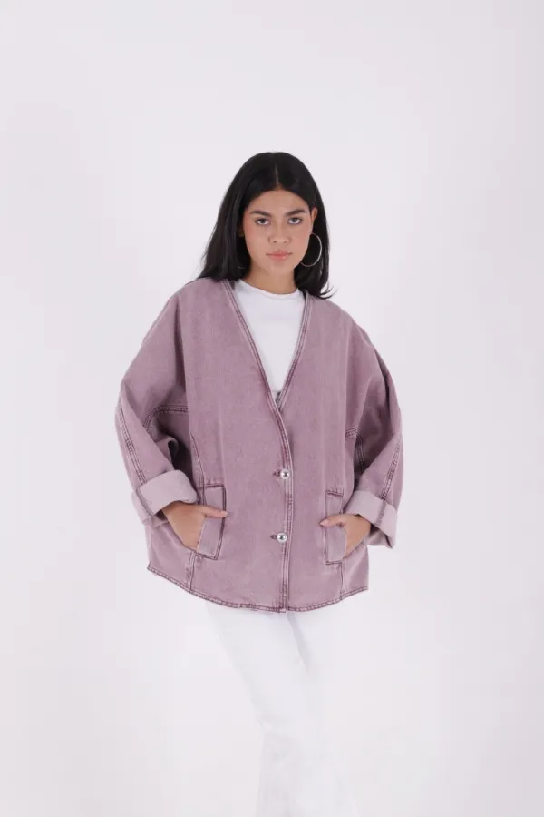 Oversıze Yarasa Kollu Kot Ceket 6059-84-(STD-4) Oversıze Yarasa Kollu Kot Ceket 6059-84-(STD-4)