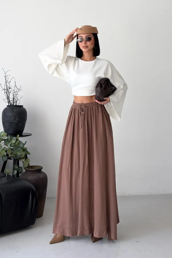 Elasticated Long Skirt HS131-72-(S-L-3) Soil