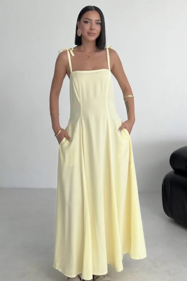 Bağcık Detaylı Volanlı Elbise 3052-93-(S-XL) Bağcık Detaylı Volanlı Elbise 3052-93-(S-XL)