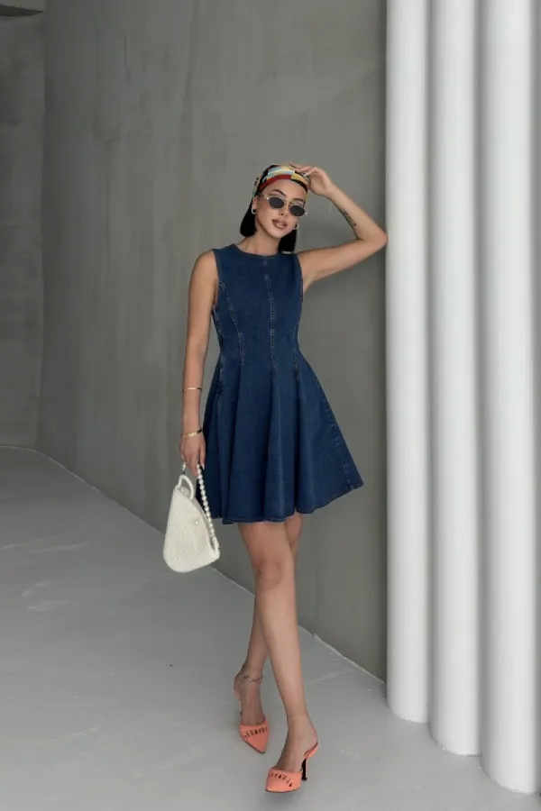 Kolsuz Volanlı Mini Elbise 3050-26-(XS-XL-5) Kolsuz Volanlı Mini Elbise 3050-26-(XS-XL-5)